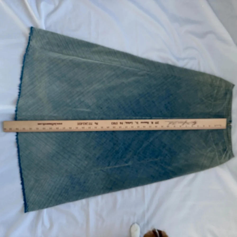 Vintage Talbots Blue Herringbone Midi A-Line Skirt Fringe Hem 12